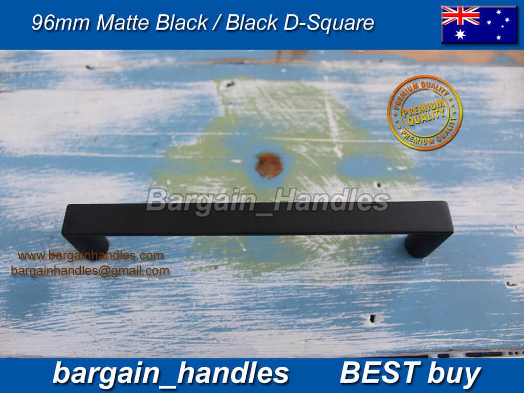 96mm Kitchen Cabinet door handle pulls D-Square Matt Black