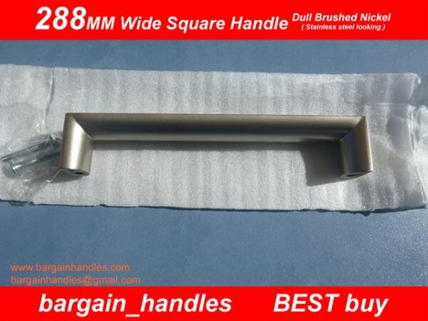 kitchen door handle 288mm wide Brushed Stainless Steel D-Square - Image 3