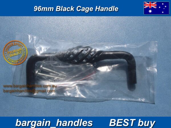 French Provincial Black 96mm Black Basketweave Cage Wrought Iron D Handle